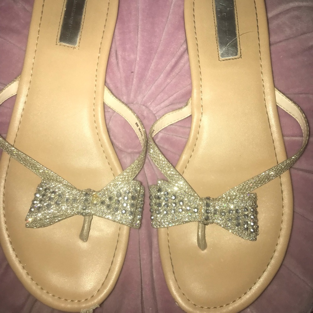 INC beaded bow sandals